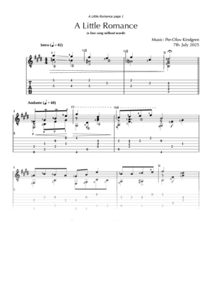 A Little Romance (sheet music + TABs)