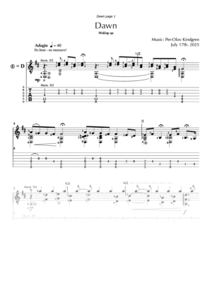 Dawn (Waking up) (sheet music + TABs)