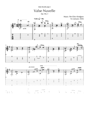 Valse Nuvelle Op. 2 No. 5 (sheet music + TABs)