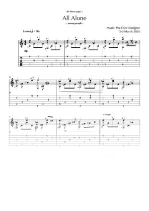 All Alone ... among people (sheet music + TABs)