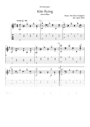 Kite flying (Vals in E-Minor) (sheet music + TABs)