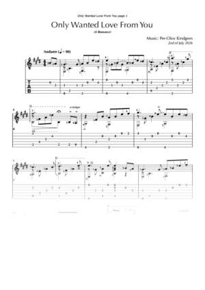Only Wanted Love From You (sheet music + TABs)