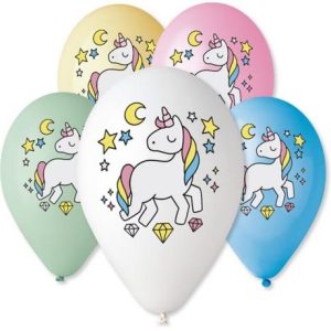 5 x ballons 30cm "Licorne - nuit magique" / eenhorn