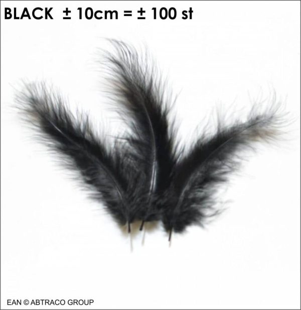 Plumes couleur NOIR ± 100 pcs / ± 10cm / Veertjes Zwart