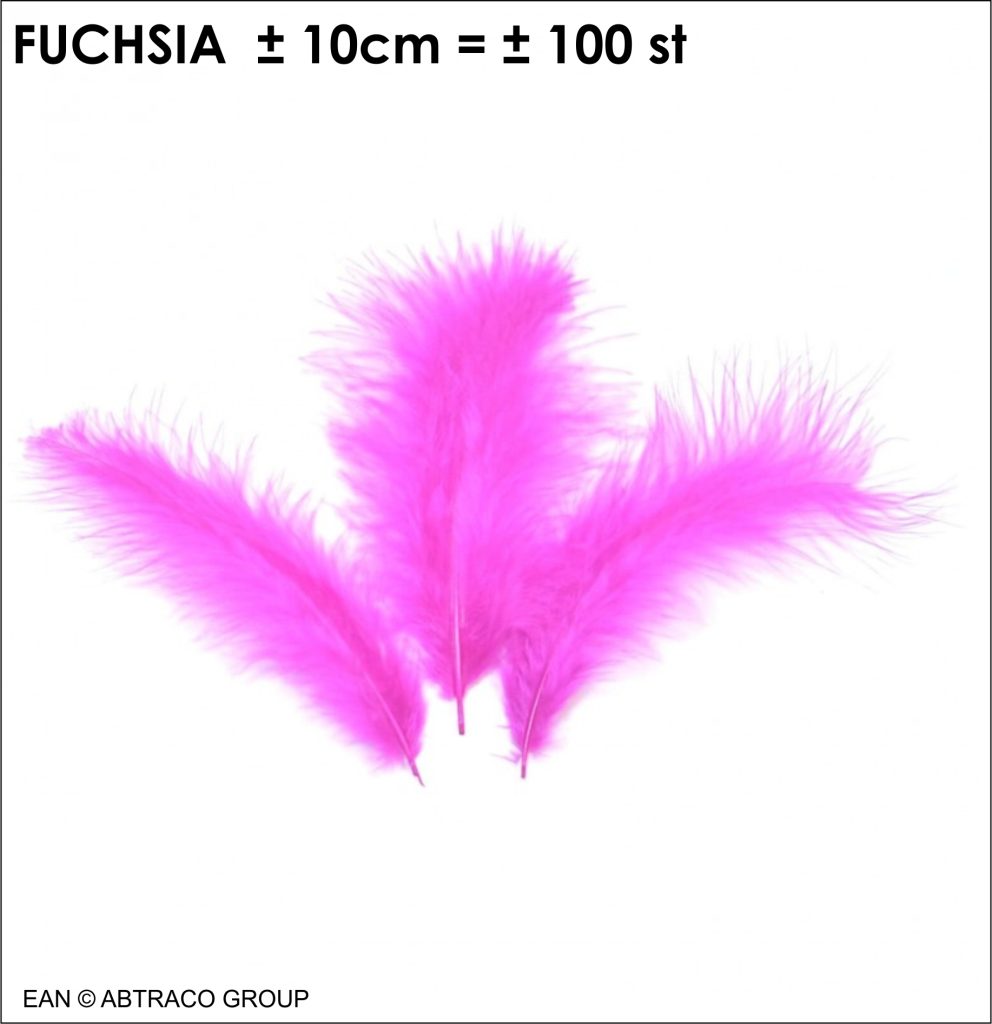 Plume couleur : fuchsia ± 100 pcs / ± 10cm   / Plumes