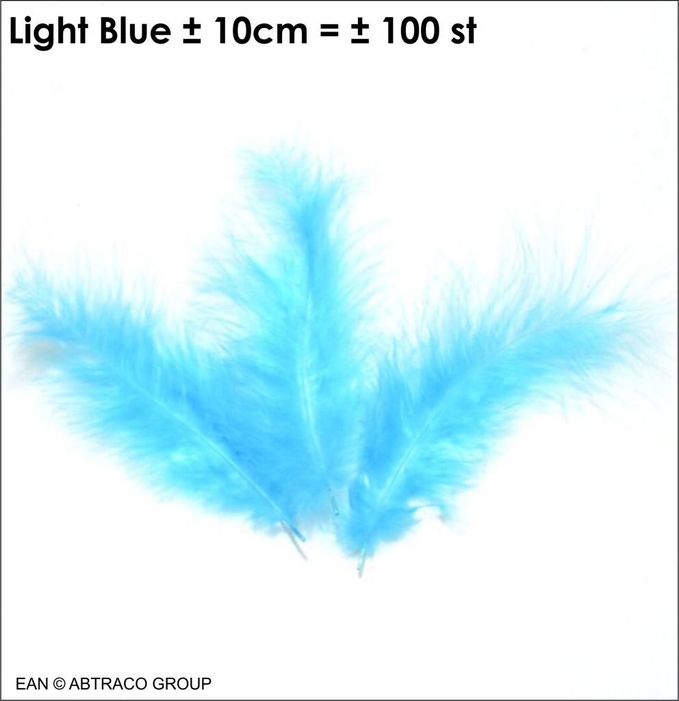 Plume couleur : Bleu ciel ± 100 pcs / ± 10cm   / Plumes
