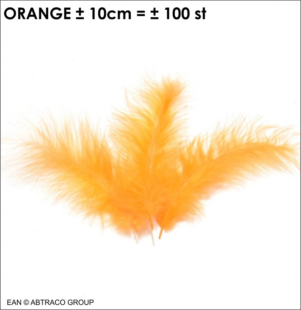 Plume couleur : Orange ± 100 pcs / ± 10cm   / Plumes