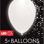 5 ballons blanc latex + led  26cm