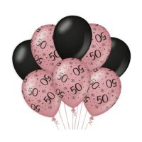 Ballons 50 ans rosé noir 8 pièces marque paper drean