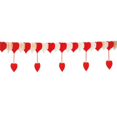Guirlande 4m cœurs rouge et blanc en papier
