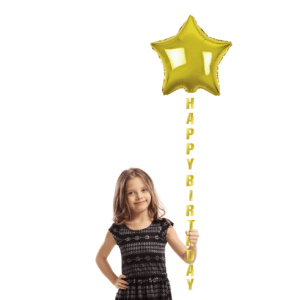 Ficelle décorée  Happy Birthday, or, 170 cm