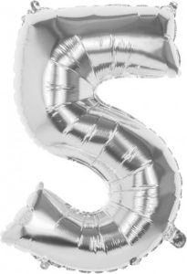 Ballon foil chiffre 5 taille 86cm argenté silver 5712735006626 promoballons