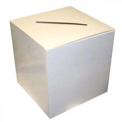 Boite à enveloppes, urne, 30 x 30 cm, blanc