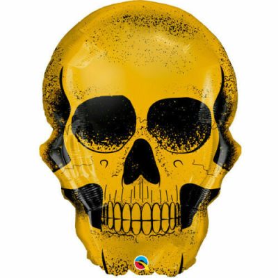 Crâne doré tête de mort Ballon en aluminium  90cm -36" - 75l hê