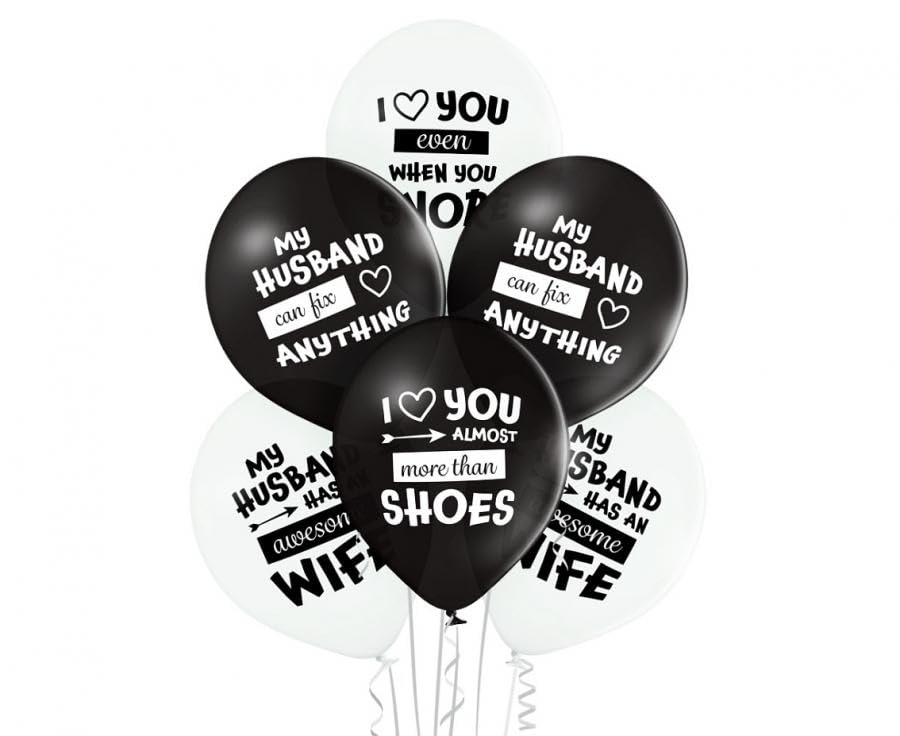 Ballons 30cm "Best Husband", 6 pcs assortis, 30cm