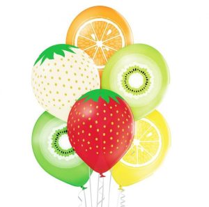 Sachet de 6 x ballons latex fraise, kiwi, orange, citron 5414391043136