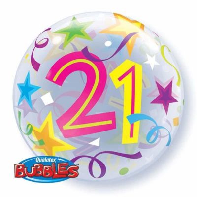 21ans  ballon Bubble en latex Motif étoiles brillantes 56 cm