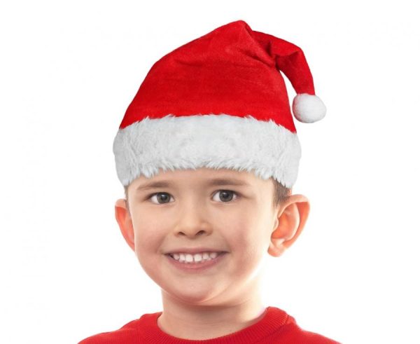 🎅  Bonnet de Père Noël Enfant : Taille 28 x 36 cm