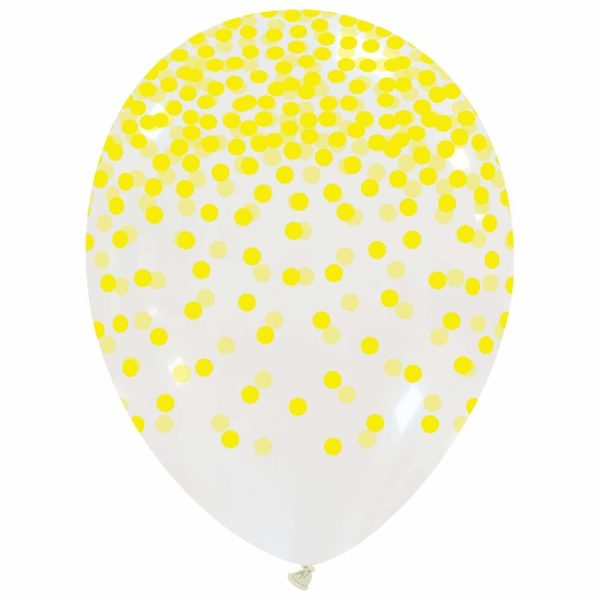 10 x ballons latex 30 cm imprimés confettis jaunes