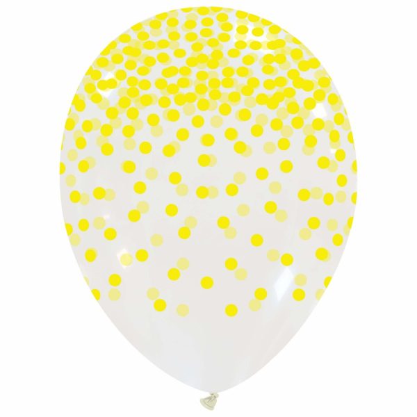 10 x ballons latex 30 cm imprimés confettis jaunes – Image 2