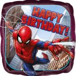 Ballon d'anniversaire Spider-Man en aluminium sous licence officielle - Vue de face 0026635346641