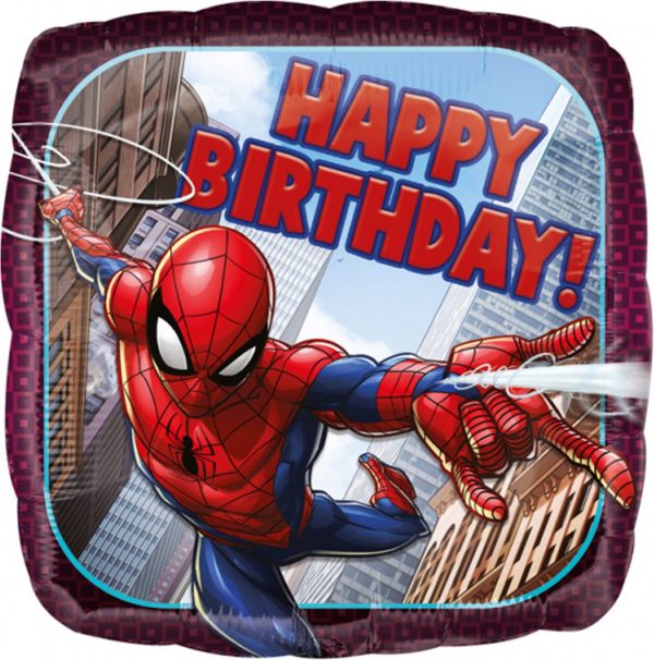 Ballon d'anniversaire Spider-Man en aluminium sous licence officielle - Vue de face 0026635346641