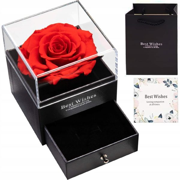 Rose éternelle Dans Une Boîte Cadeau + Plateau à Bijoux 5907451356876 En Vente Sur Shop.promoballons.com12