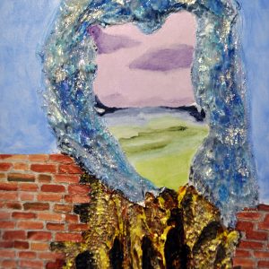 akrylmaleri 65cm høj X 40 cm bred. Mixed media med kraftig struktur