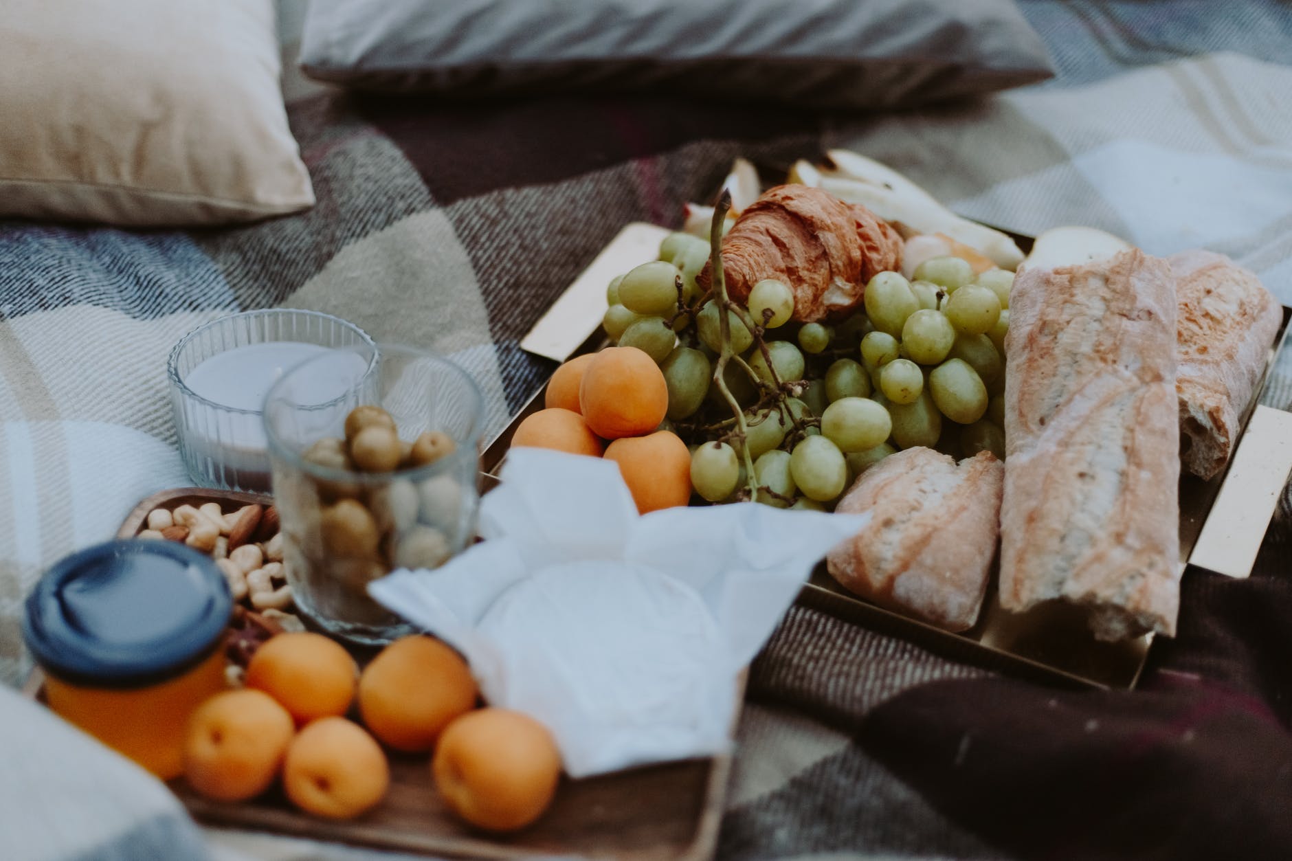 food on the picnic blanket