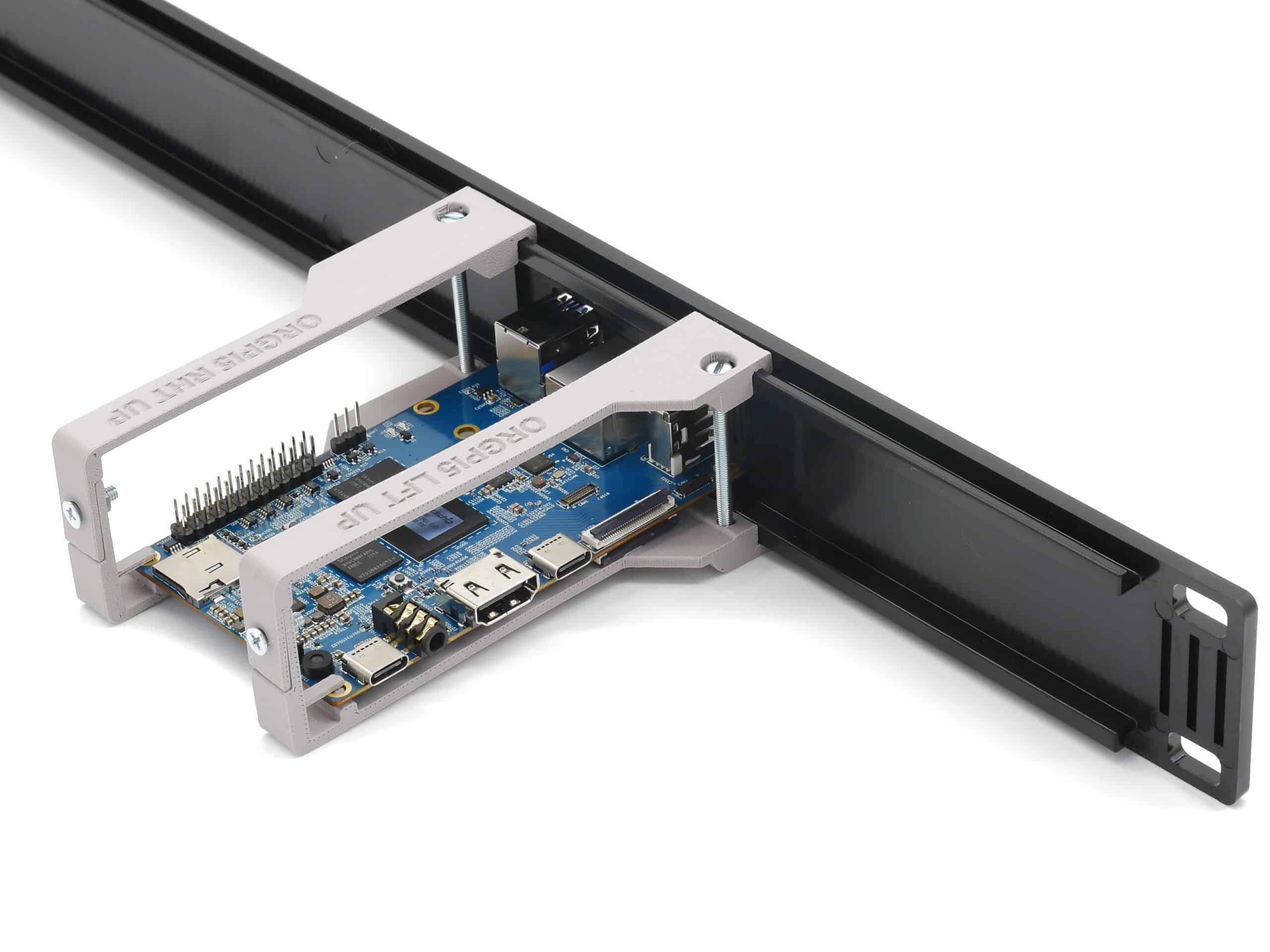 Rack mount 1-4 Orange PI5 Injection molded front (customized) and 3D  printed rear armsblack 19inch 1U – Winther3D