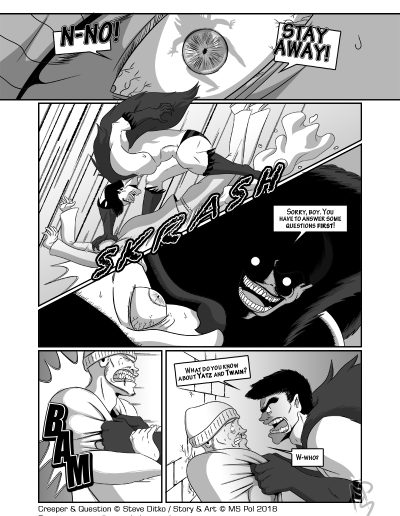 The second page of a little fancomic featuring DC's Creeper and Question