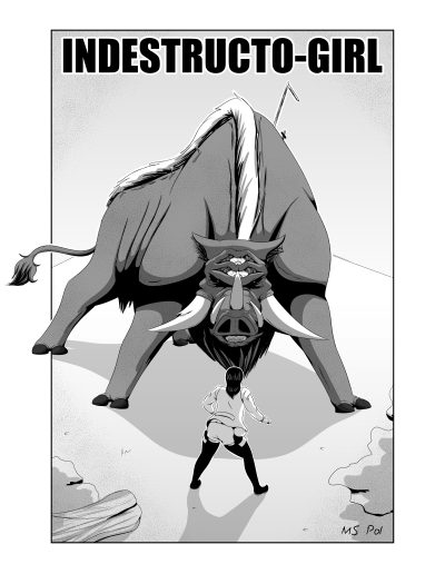 The cover page of Indestructo-girl, my Tekuza-competition entry