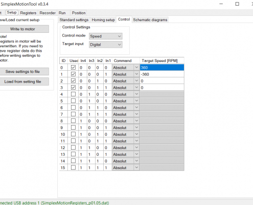 image of the simplex motion tool setup program