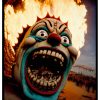 Horror poster with clown and fire