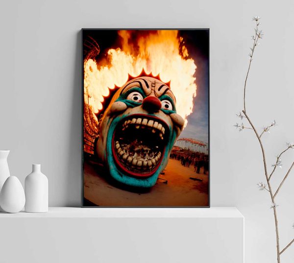 fire and clown posters