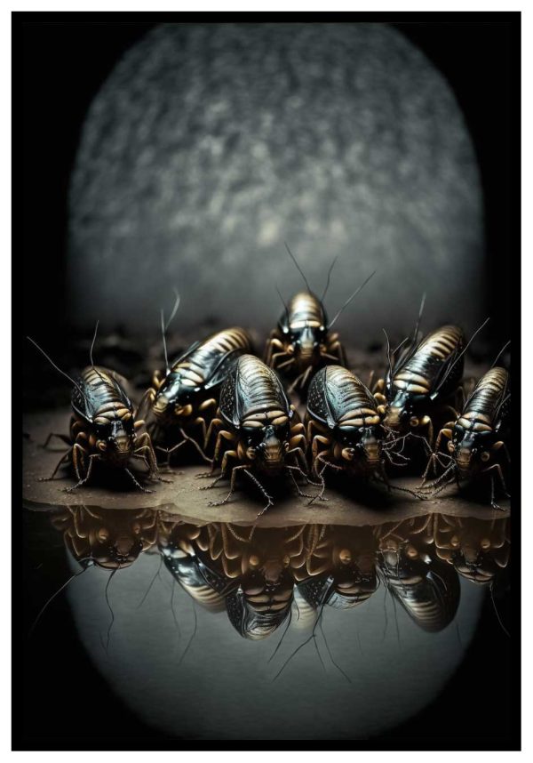 Poster mit gruseligen Kakerlaken