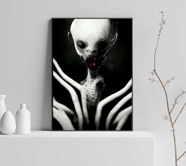 scary alien painting