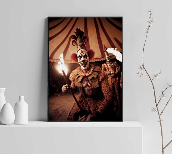 horror poster with clown