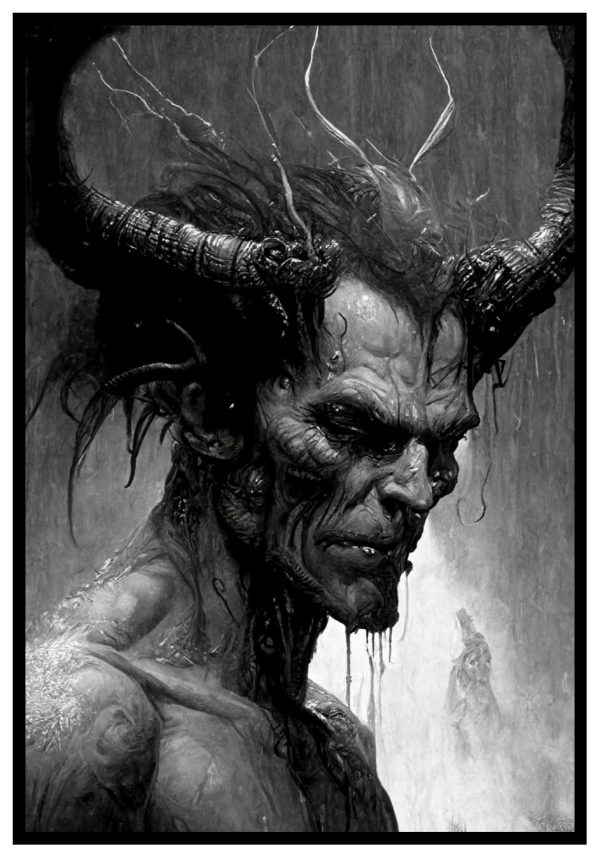 illustrerad demon poster