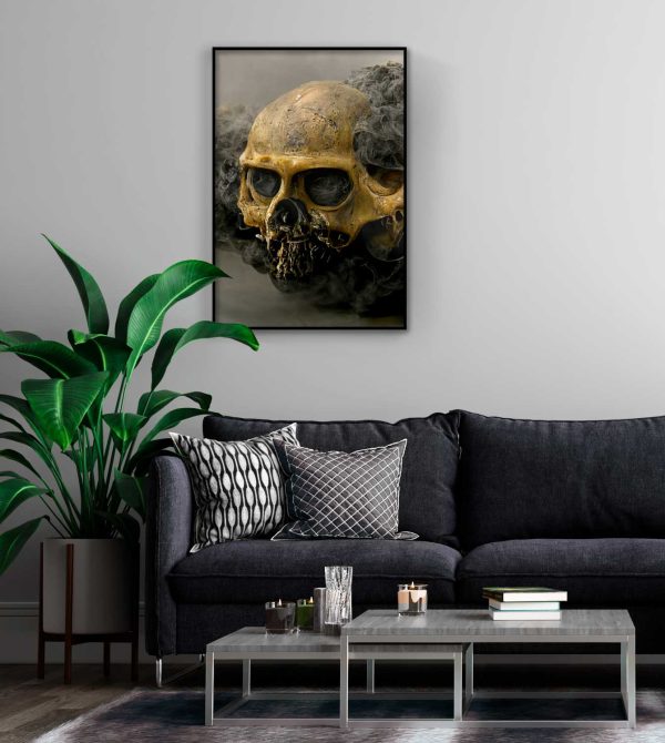 skull poster in yellow