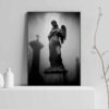 black and white mystical poster with angel