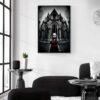 zwart-wit horrorposter met rode details