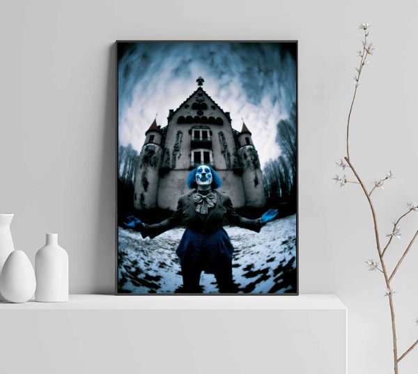 blaues Clown-Poster