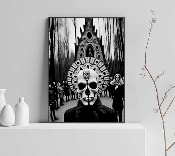 gruseliges Poster mit Totenkopf