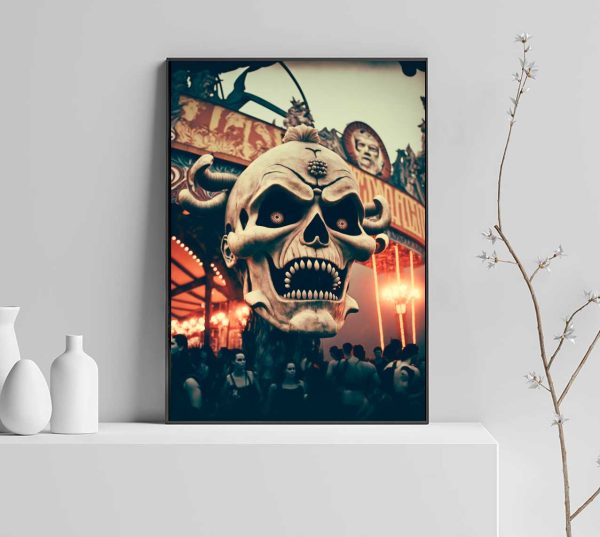 Cartel vintage con calavera