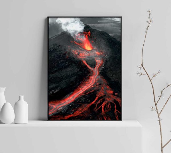 Vulkan och lava poster