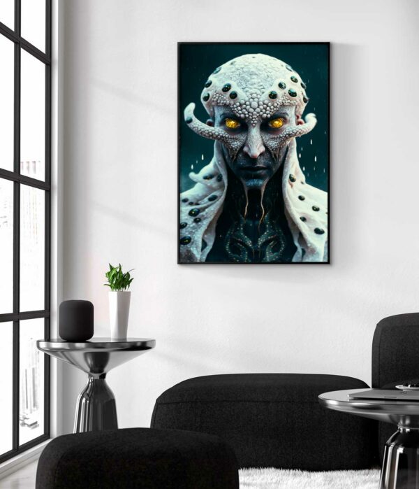 mysterious and scary alien painting