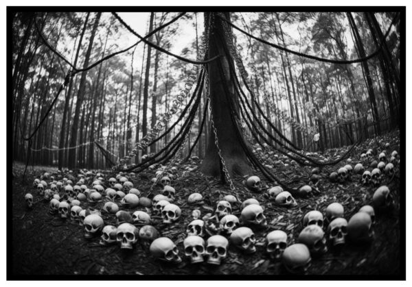 affiche de crânes dans les bois