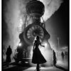 planche steampunk en noir et blanc