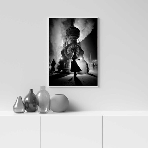 black and white retro steampunk poster